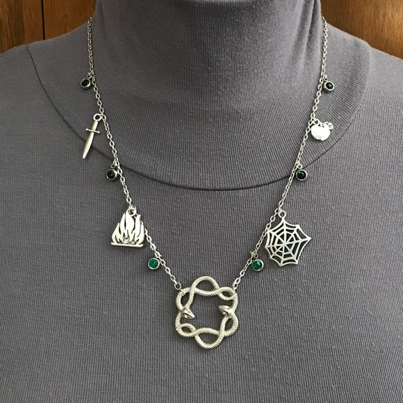 "Loki: God of Mischief" Norse Mythology Handmade Necklace Snakes Fire Spiderweb - Picture 8 of 16